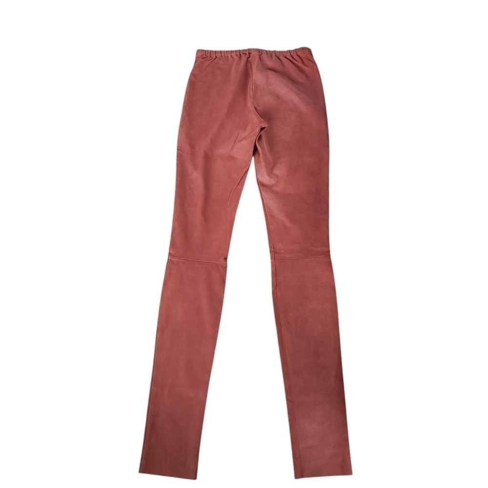 Haider Ackermann Leather Pants Skinny Leg Pull On Style Burnt Orange - Picture 4 of 16